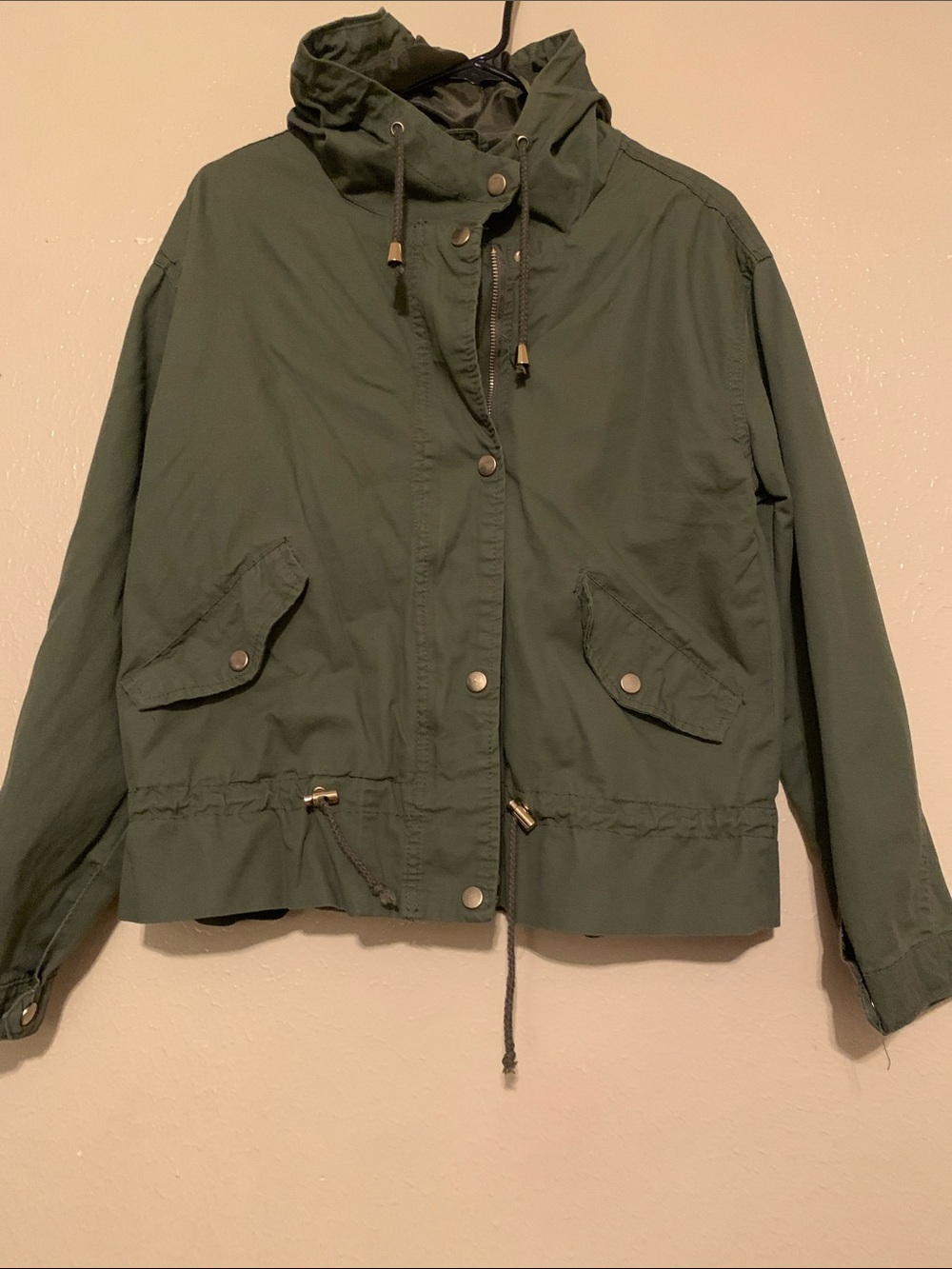 Bella D. Olive Green Hooded Utility Jacket (M/L)
